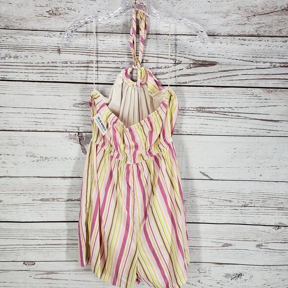 Old Navy New Women's Pink Striped Halter Pockets Romper Size Small - Picture 11 of 13